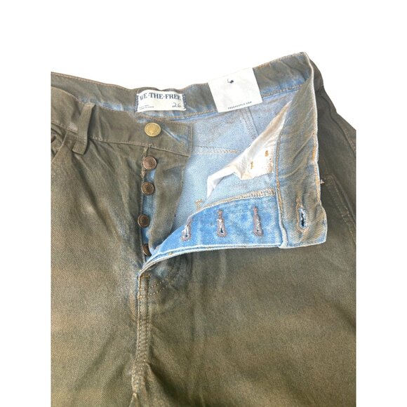 We The Free Good Luck Mid Rise Barrel Pants In Olive Green Womens Size 26 - Picture 12 of 15